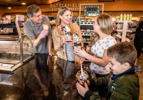 Family enjoying ice cream at Battlefield Country Store