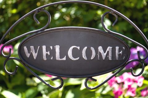Welcome sign at Chez Soi Bed and Breakfast