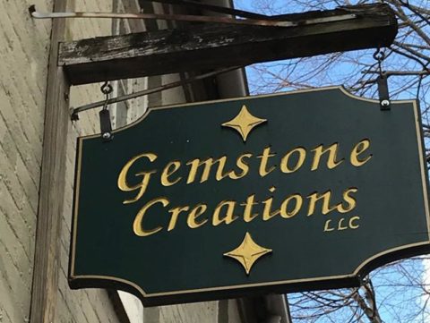 Sign in front of Gemstone Creations