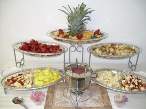 Tiered tray of appetizers from Heaven's Gate Catering