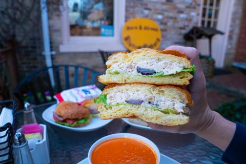Sandwiches and soup from Here and Abroad Bistro and Bakery