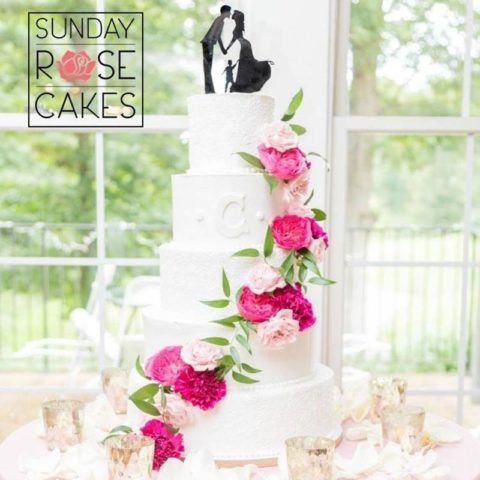 5 tier cake with flowers by Sunday Rose Cakes