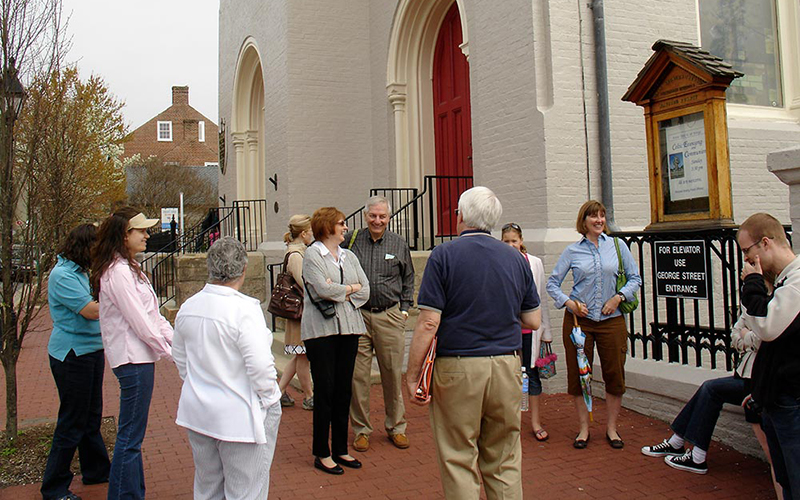 group tour in front of church