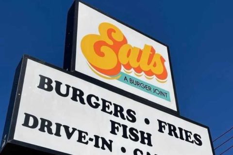 EATS burgers restaurant sign