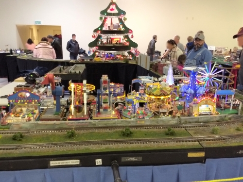 model train Christmas setup