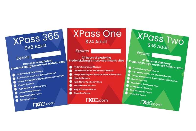 3 xpass options in blue, red and green