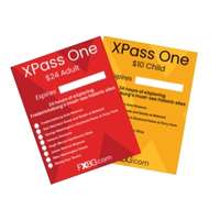 xpass one red adult and yellow child ticket