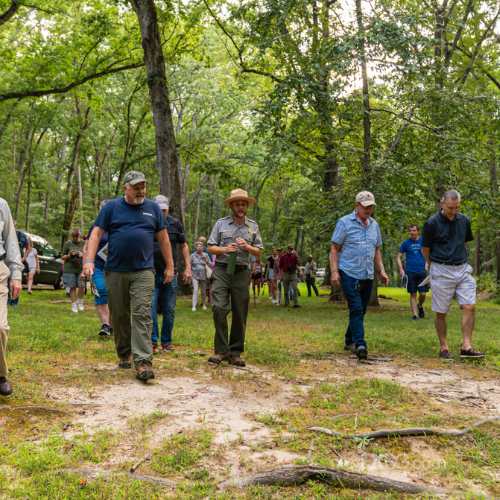 park ranger walking tour on civil war battlefield