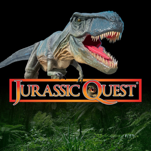 t rex with the words jurassic quest