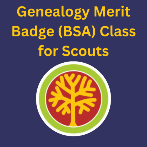Genealogy Merit Badge (BSA) Class for Scouts with Blue background
