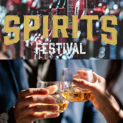 text - spirits festival image of 2 glasses toasting