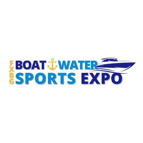 boat and water sports expo with blue boat