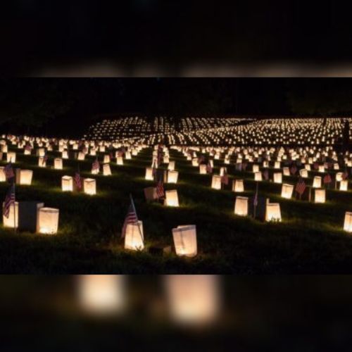 Luminaries with American Flags