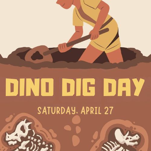 Cartoon drawing of child digging for dinosaurs