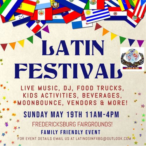 Latin Flags on top of Latin Festival flyer