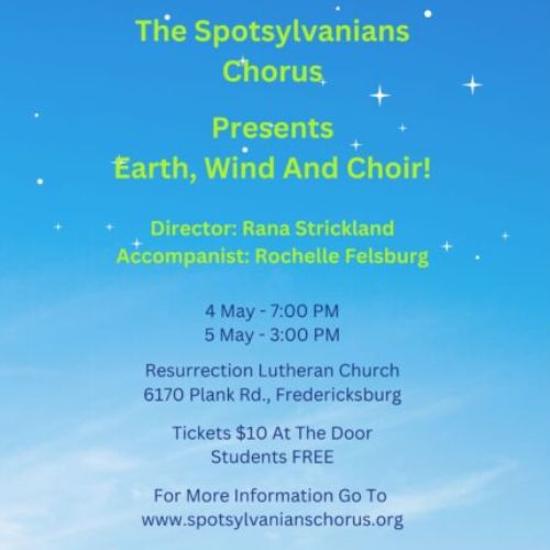 Blue flyer for Spotsylvania Choir concert