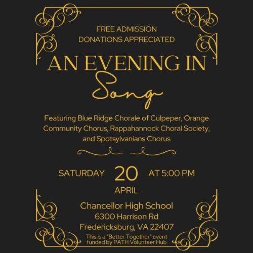 An Evening in Song black background with gold lettering