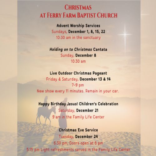 Celebrate Christmas at Ferry Farm Baptist Church