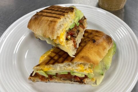 a sandwich cut in half