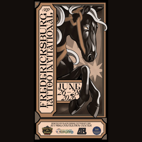 FXBG Tattoo invitational flyer with a black horse pictured.