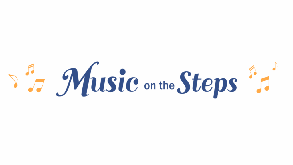Music on the steps logo on a white background.