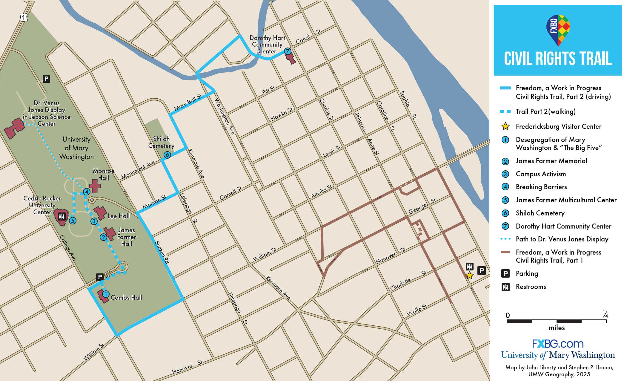 Map of Part 2 of the Fredericksburg Civil Rights Trail