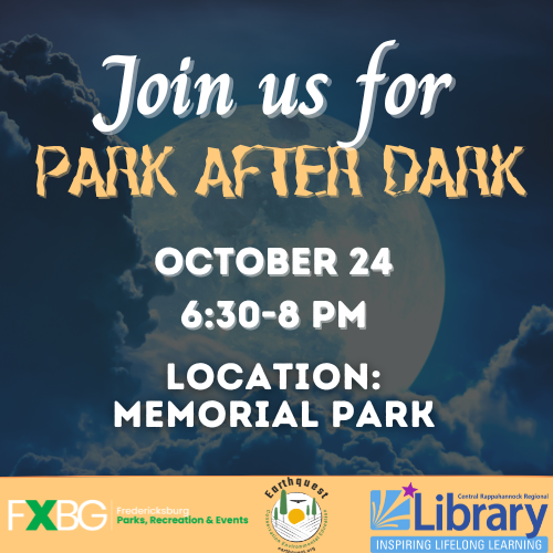 park after dark flyer with location and time information.
