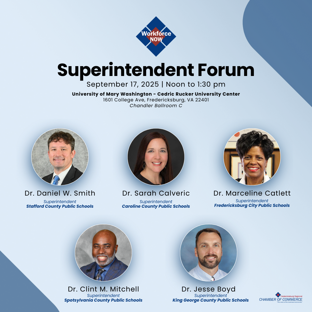 Photos of 5 superintendents on a light blue flyer.