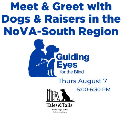 Meet and Greet flyer with guiding eyes logo and tales and tails logo.