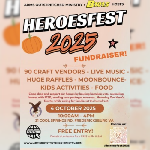 Heroesfest flyer with text describing the event and fall designs.
