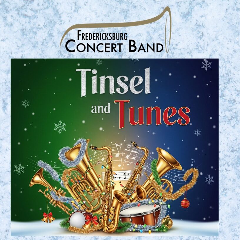 Musical instruments surrounded by holiday decor.