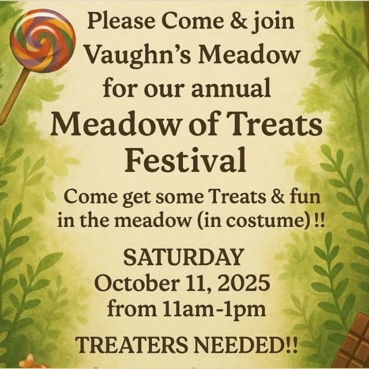 Grass and a lollipop with trick or treat text.