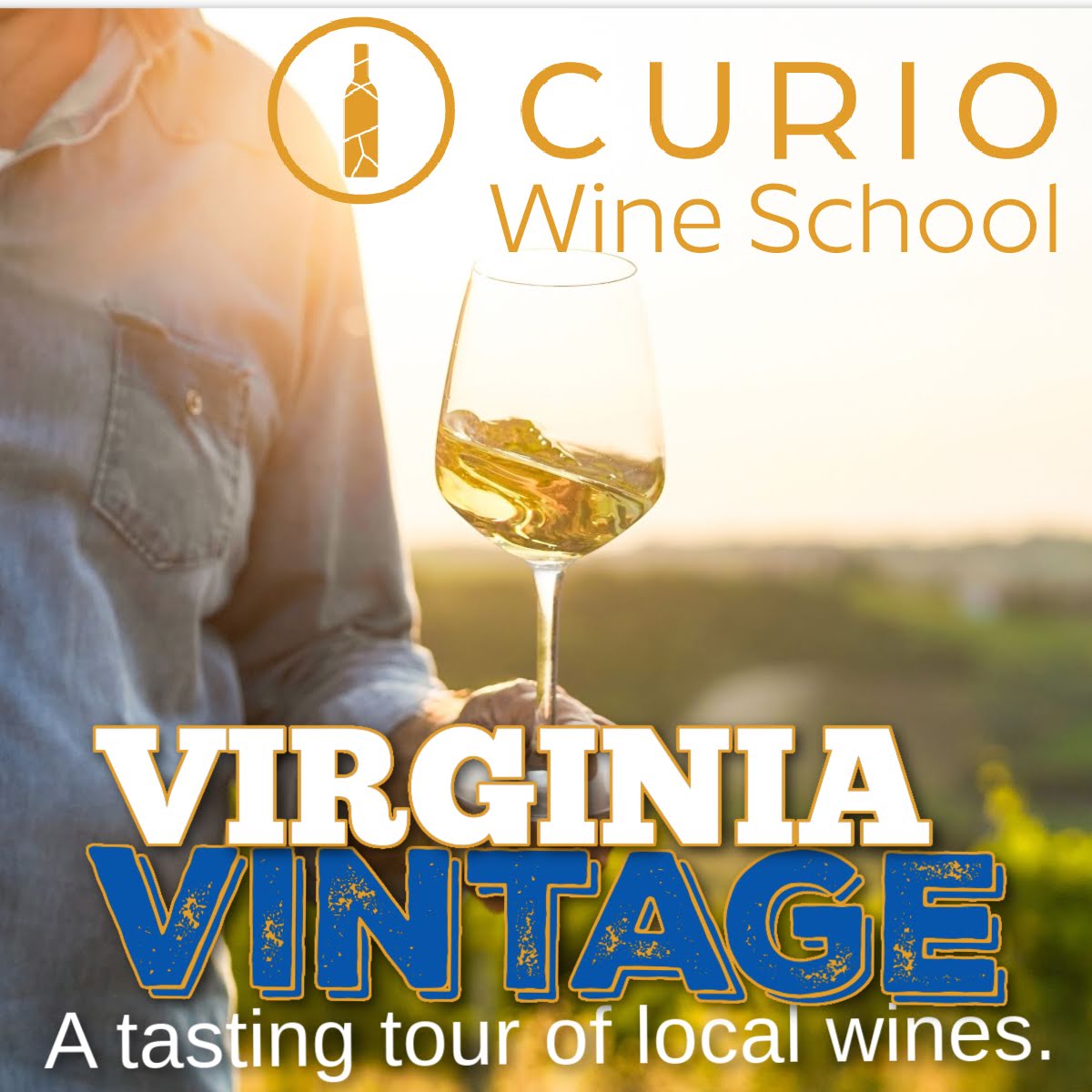 man holding a glass of wine with a landscape behind him.