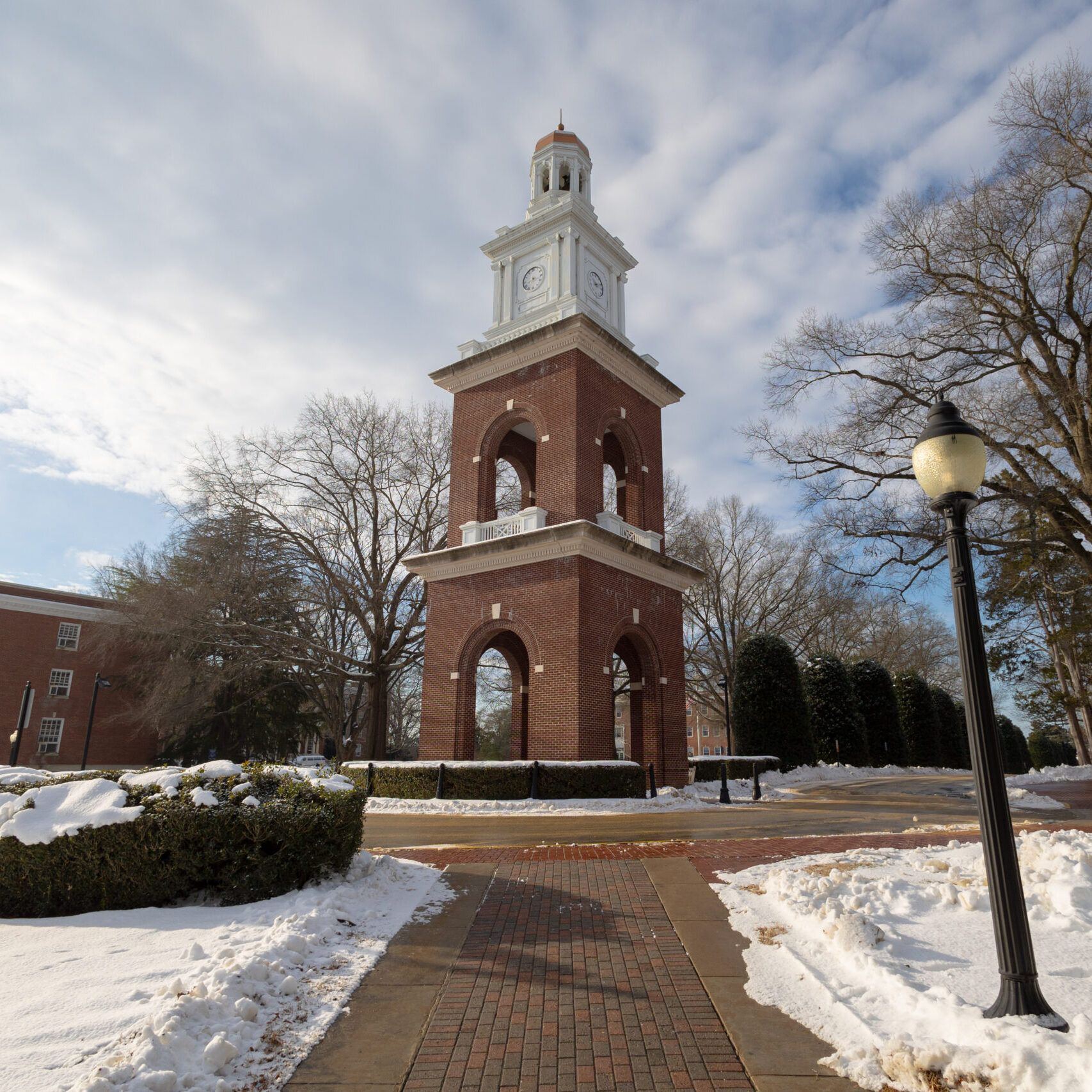 UMW tower in snow.