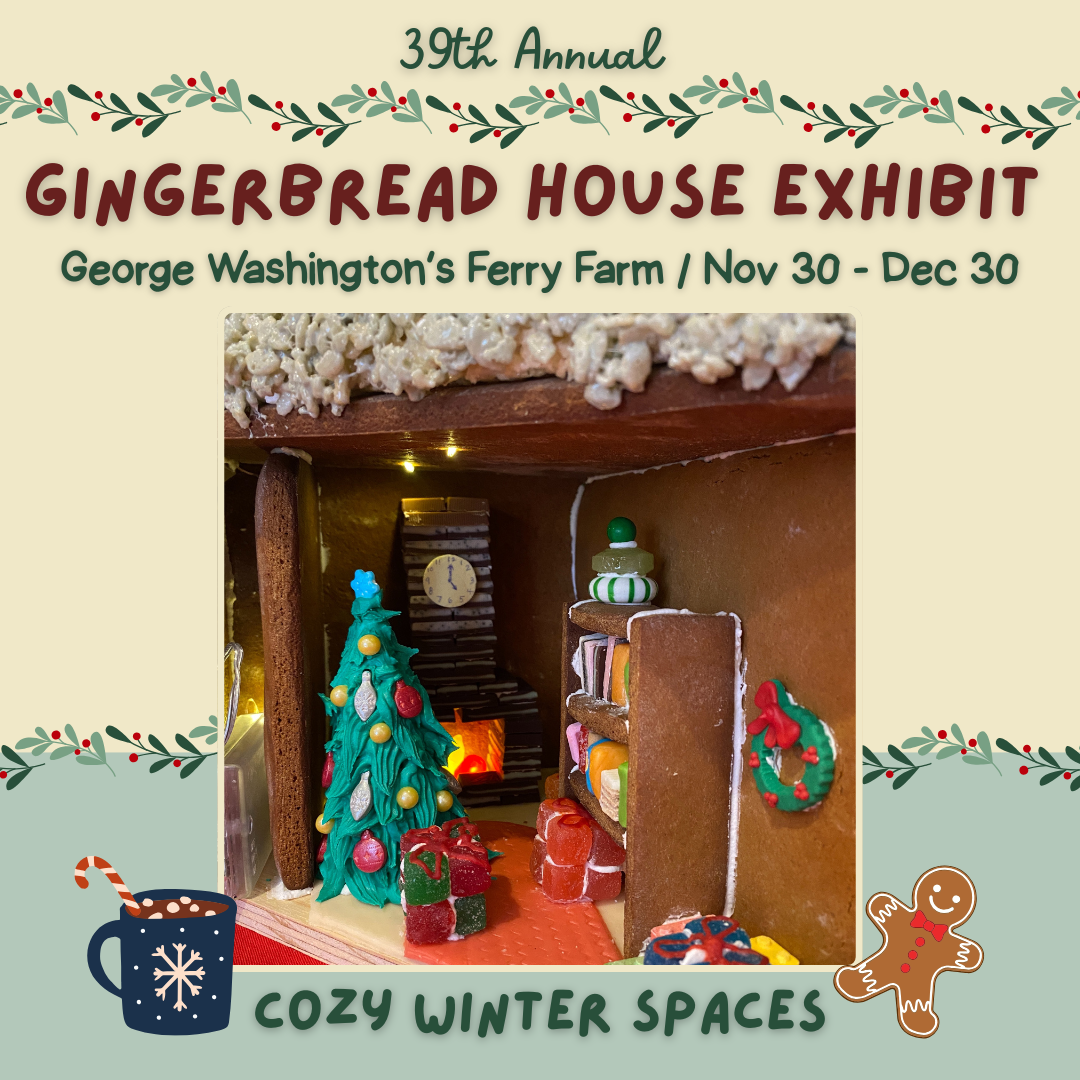Photo of a Gingerbread house in a holiday-themed flyer for the event.