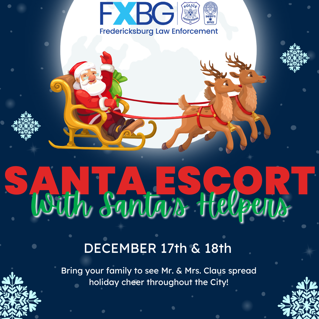 Santa on a sleigh with his reindeer in a snowy sky.