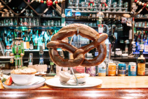 Large pretzel on the bar at Alpine Chef.