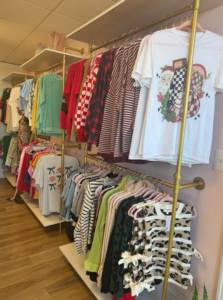 Clothes racks at Maria's Boutique.