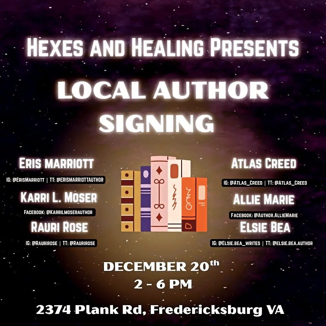 Local author signing flyer with author information.