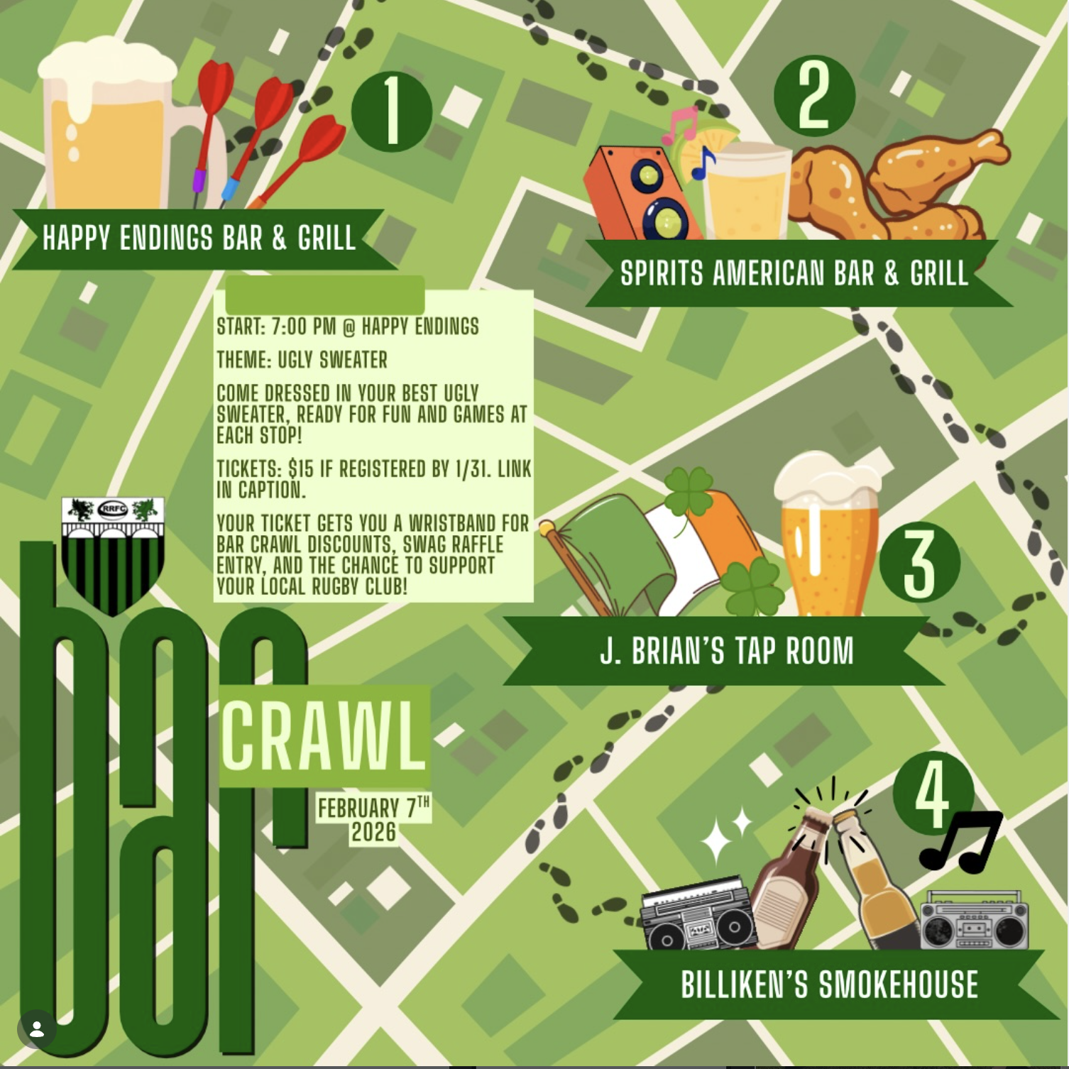 Map of bar crawl.