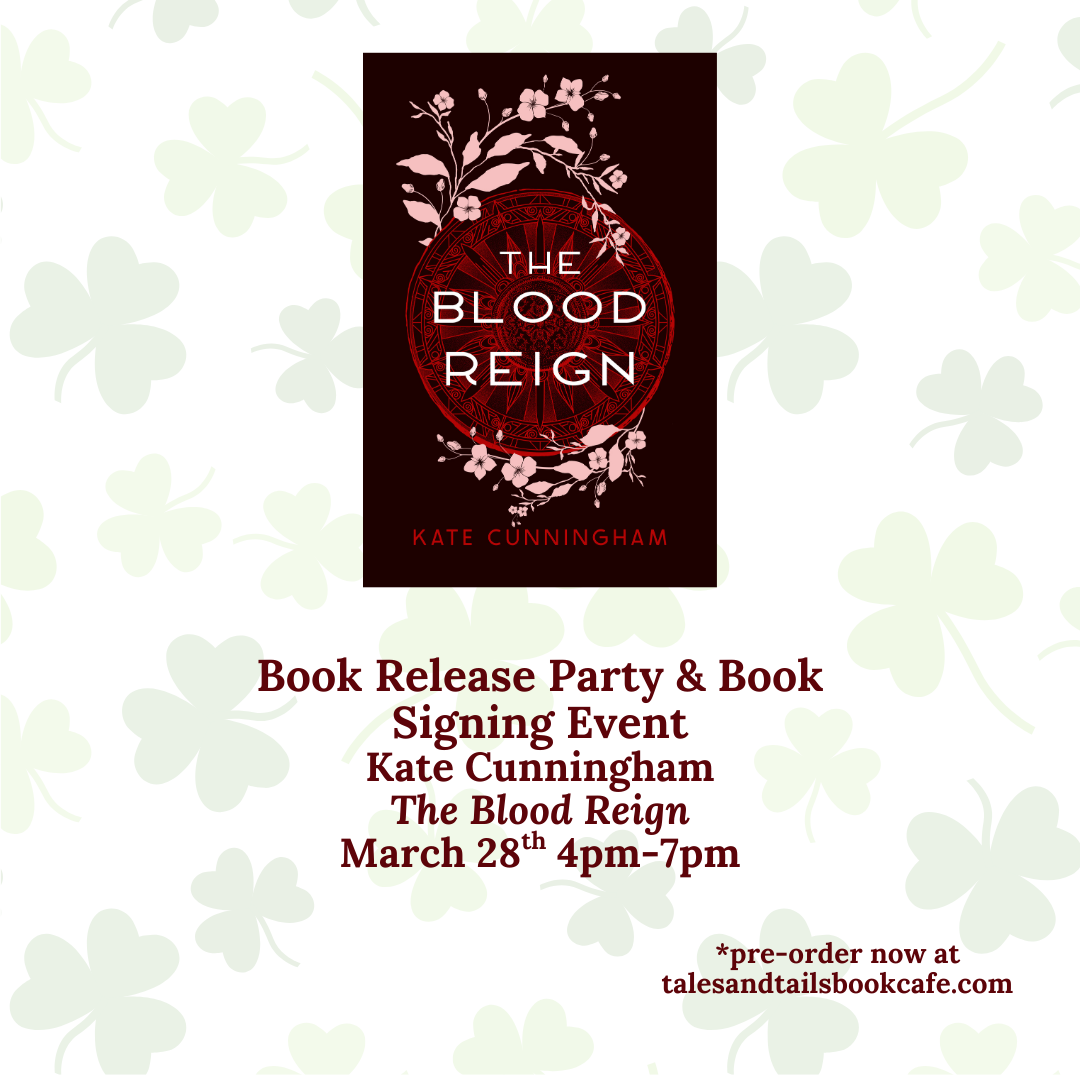 Cover of "The Blood Reign" over a shamrock background.