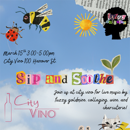 City Vino hosts a Sip and Soothe – Wine, Music and Collage with Janea Dupeyron
