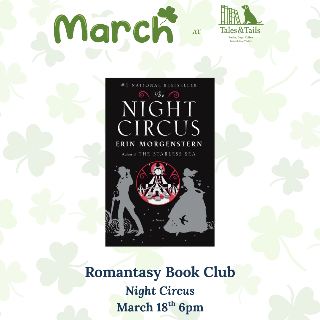 The Night Circus book cover on a shamrock background