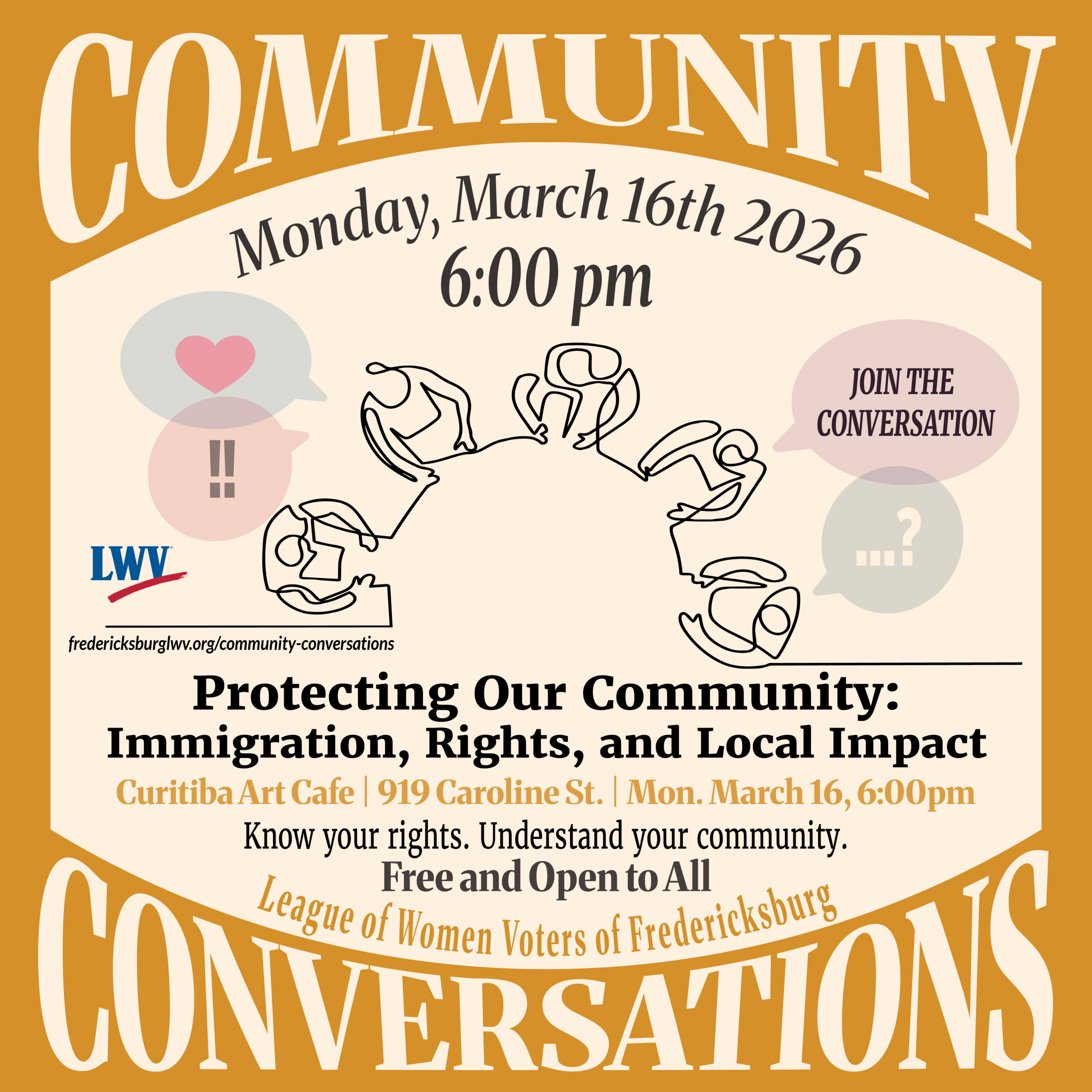 Community conversations. Protecting our community informational flyer.