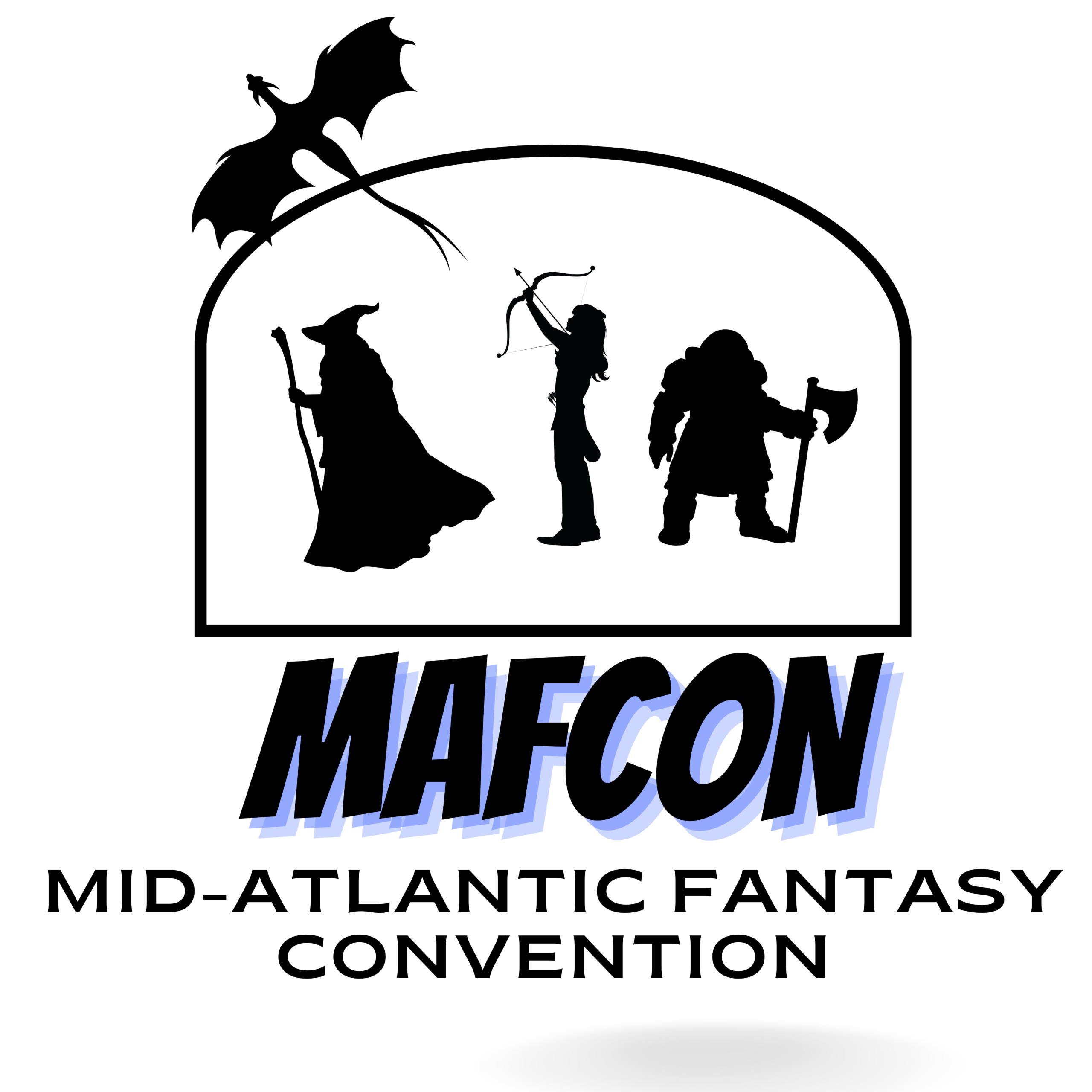 MAFCON logo with fantasy creatures pictured.