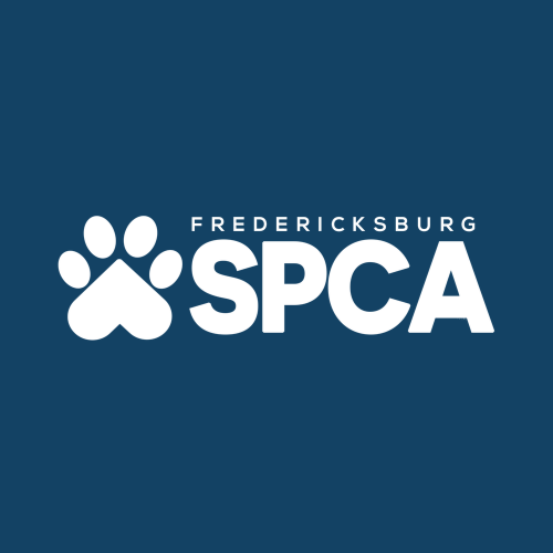 Fredericksburg SPCA logo on a blue baclground