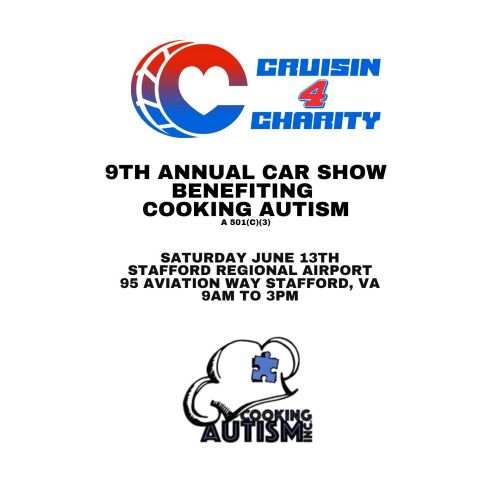 Car show flyer with event informational text and logos