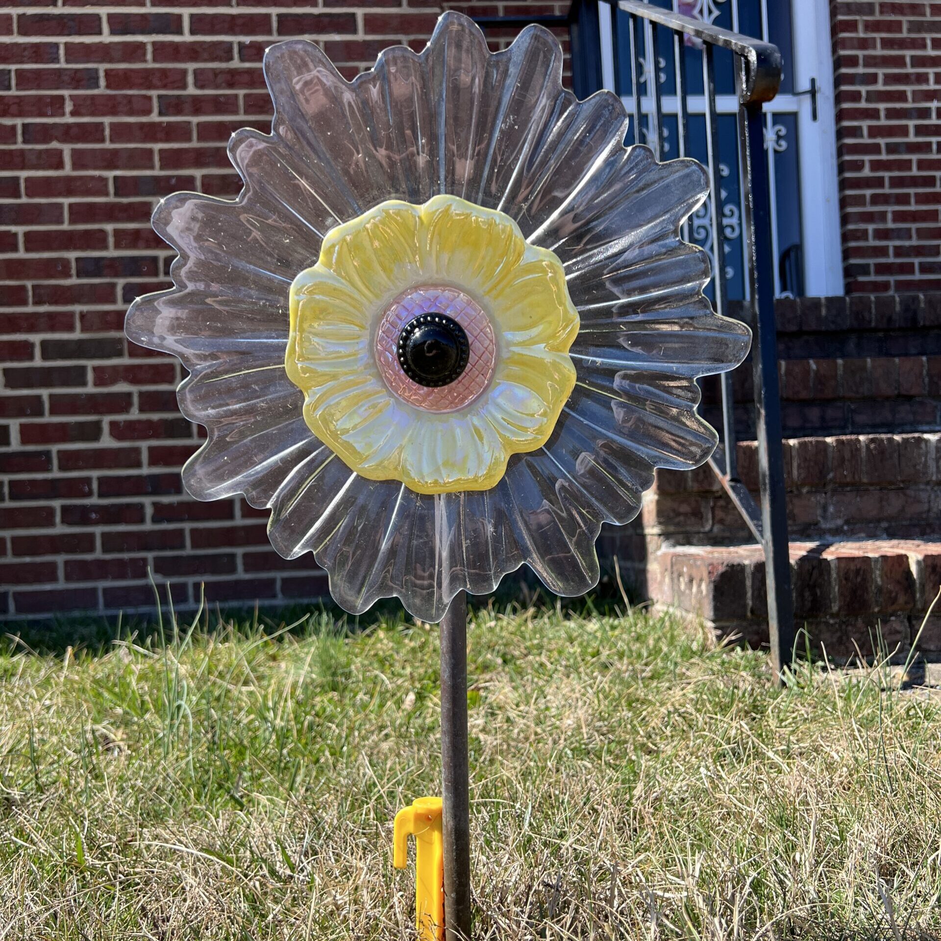 Glass flower in a garden