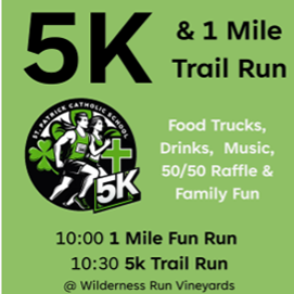 %K and 1 mile trail run flyer
