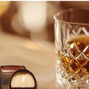 Chocolate and a glass of bourbon.